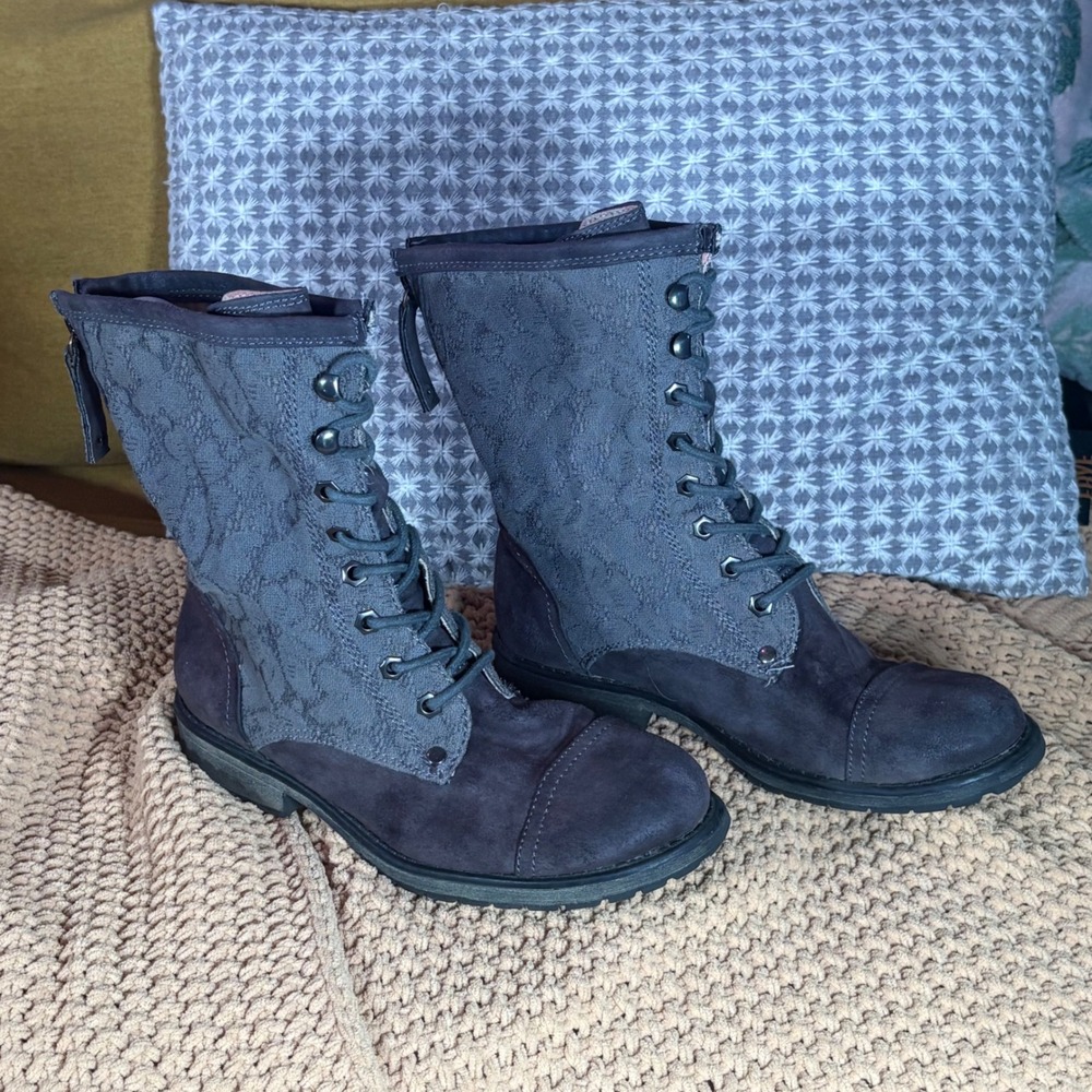 ROXY Concord Lace-Up Combat Boots Gray‎ | Women's 8